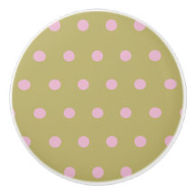 Polka Dot Keramik Knob (Gold und Pastellrosa)