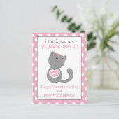 Polka Dot Kitty Cat Personalisiert Valentine's Car Postkarte (Stehend Vorderseite)