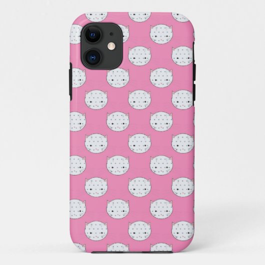 Polka Dot Kitty Pink und White Cat Gesicht Muster Case-Mate iPhone Hülle (Rückseite)