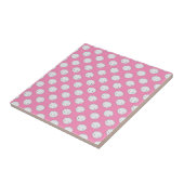 Polka Dot Kitty Pink und White Cat Gesicht Muster Fliese (Seite)