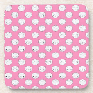 Polka Dot Kitty Pink und White Cat Gesicht Muster Untersetzer