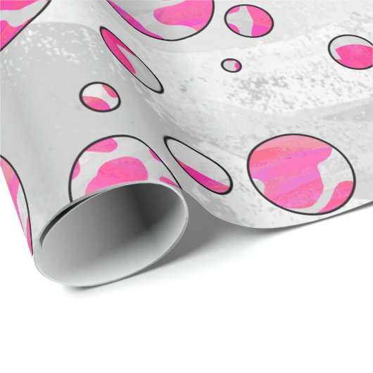 Polka Dot Kuh Rosa und Weiß Geschenkpapier (Rolleneckpunkt)