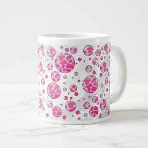 Polka Dot Kuh Rosa und Weiß Jumbo-Tasse