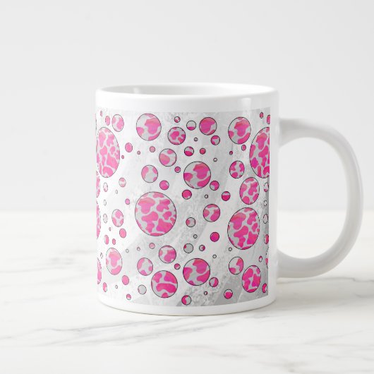 Polka Dot Kuh Rosa und Weiß Jumbo-Tasse (Rechts)