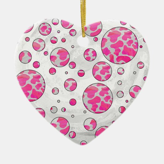 Polka Dot Kuh Rosa und Weiß Keramikornament (Vorne)