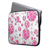 Polka Dot Kuh Rosa und Weiß Laptopschutzhülle (Vorderseite Links)