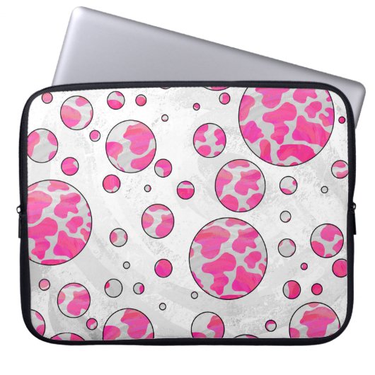 Polka Dot Kuh Rosa und Weiß Laptopschutzhülle (Vorderseite)