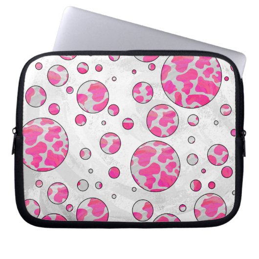 Polka Dot Kuh Rosa und Weiß Laptopschutzhülle (Vorderseite)