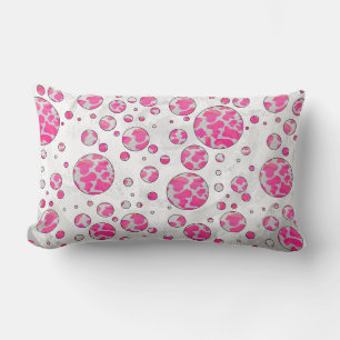 Polka Dot Kuh Rosa und Weiß Lendenkissen