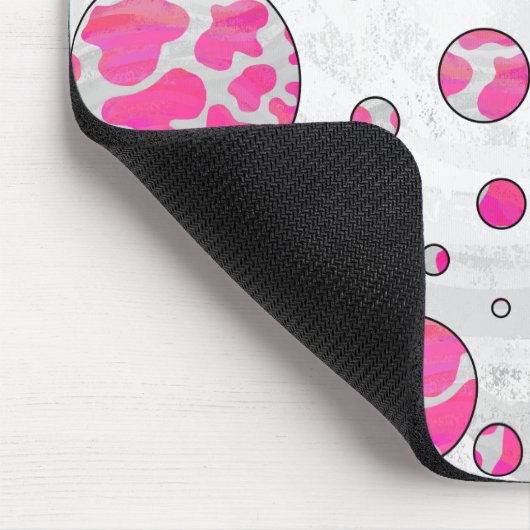 Polka Dot Kuh Rosa und Weiß Mousepad (Ecke)