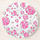Polka Dot Kuh Rosa und Weiß Sandstein Untersetzer (Vorne)