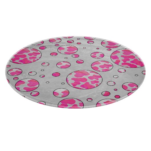 Polka Dot Kuh Rosa und Weiß Schneidebrett (Ecke)