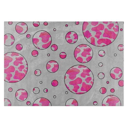 Polka Dot Kuh Rosa und Weiß Schneidebrett (Vorderseite)