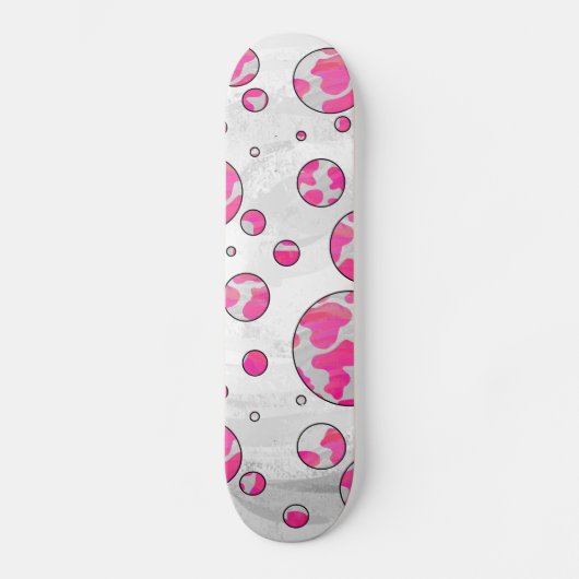 Polka Dot Kuh Rosa und Weiß Skateboard (Vorderseite)