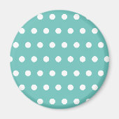 Polka Dot Kühlschrankmagnet (Aqua & White) (Vorne)
