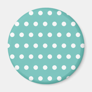 Polka Dot Kühlschrankmagnet (Aqua & White)