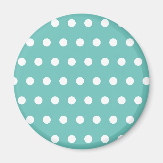 Polka Dot Kühlschrankmagnet (Aqua & White) (Vorne)