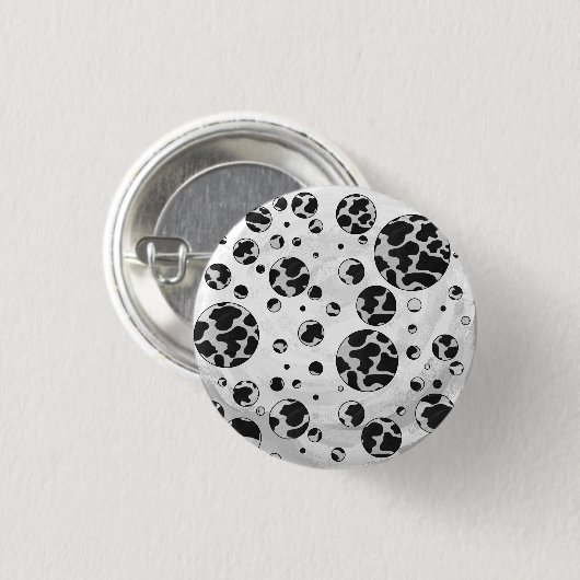Polka Dot Kuw Schwarz-Weiß-Print Button (Vorne & Hinten)