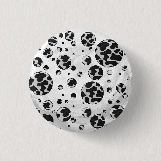 Polka Dot Kuw Schwarz-Weiß-Print Button (Vorderseite)