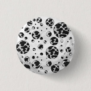 Polka Dot Kuw Schwarz-Weiß-Print Button