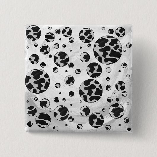 Polka Dot Kuw Schwarz-Weiß-Print Button (Vorderseite)