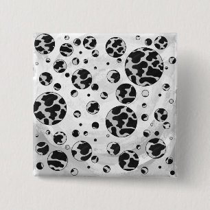 Polka Dot Kuw Schwarz-Weiß-Print Button