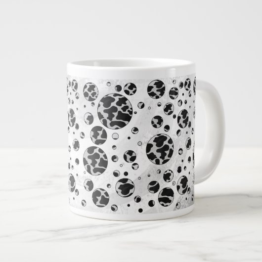 Polka Dot Kuw Schwarz-Weiß-Print Jumbo-Tasse (Vorderseite Rechts)