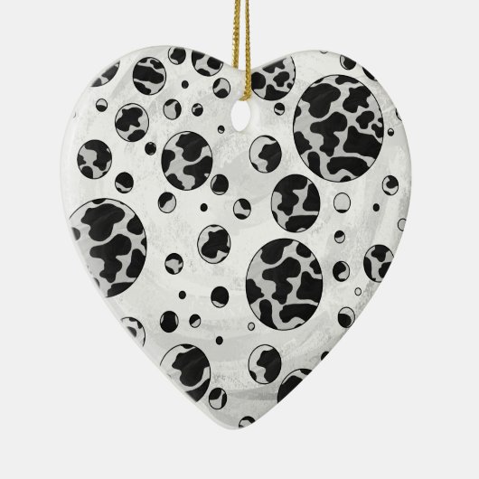 Polka Dot Kuw Schwarz-Weiß-Print Keramikornament (Rechts)