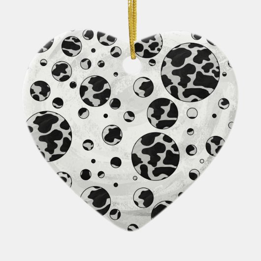 Polka Dot Kuw Schwarz-Weiß-Print Keramikornament (Vorne)