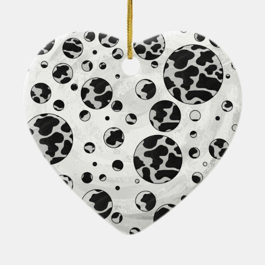 Polka Dot Kuw Schwarz-Weiß-Print Keramikornament (Hinten)