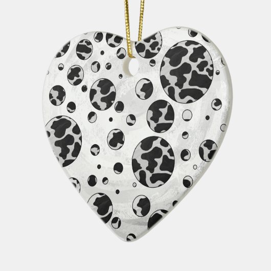 Polka Dot Kuw Schwarz-Weiß-Print Keramikornament (Links)