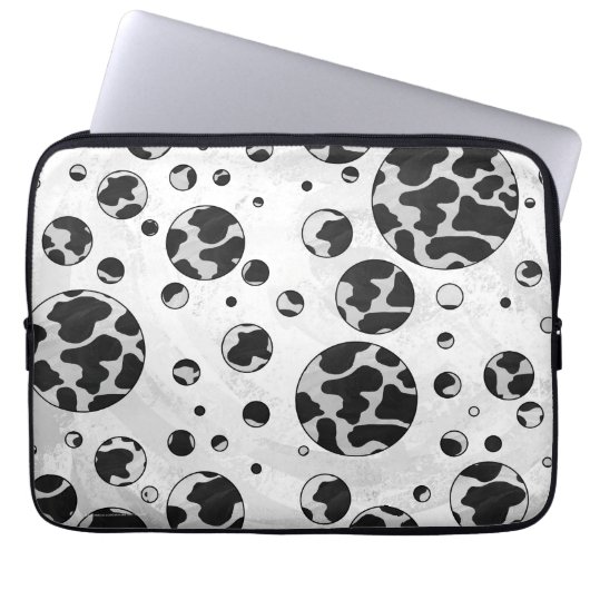 Polka Dot Kuw Schwarz-Weiß-Print Laptopschutzhülle (Vorderseite)
