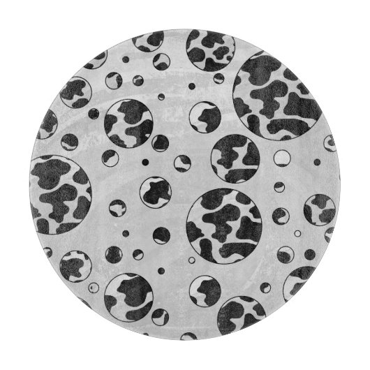 Polka Dot Kuw Schwarz-Weiß-Print Schneidebrett (Vorderseite)