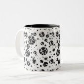 Polka Dot Kuw Schwarz-Weiß-Print Zweifarbige Tasse (Vorderseite Links)