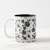 Polka Dot Kuw Schwarz-Weiß-Print Zweifarbige Tasse (Links)