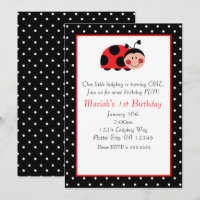 Polka Dot Ladybug Party Einladungen Rot & Schwarz
