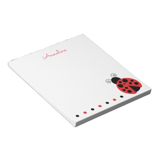 Polka Dot Ladybug Personalisiert Notepad Notizblock (angewinkelt)