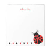 Polka Dot Ladybug Personalisiert Notepad Notizblock (Vorderseite)