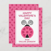 Polka Dot Ladybug Personalisiert Valentinskarte Postkarte (Vorne/Hinten)