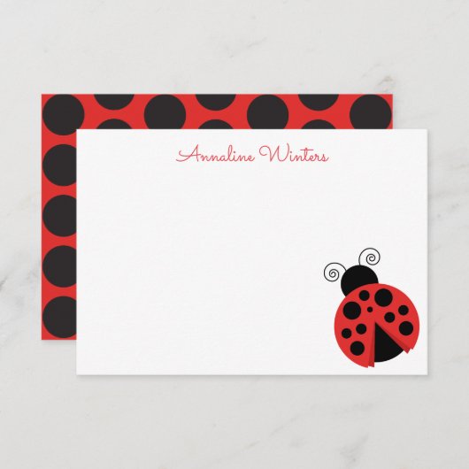 Polka Dot Ladybug Personalisierte Mitteilungskarte (Vorne/Hinten)