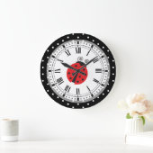 Polka Dot Ladybug Retro Style Clock Große Wanduhr (Zuhause)