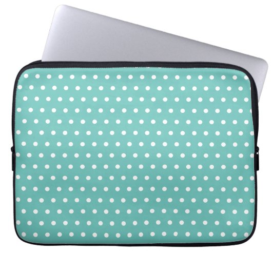 Polka Dot Laptop Case (Aqua & White) (Vorderseite)