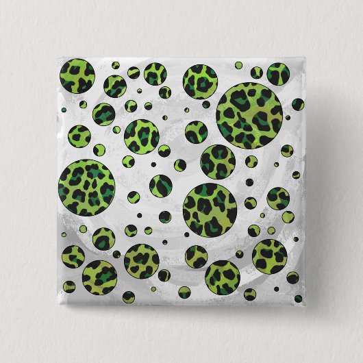 Polka Dot Leopard Black und Green Button (Vorderseite)