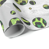 Polka Dot Leopard Black und Green Geschenkpapier (Rolleneckpunkt)