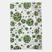 Polka Dot Leopard Black und Green Geschirrtuch (Vertikal)