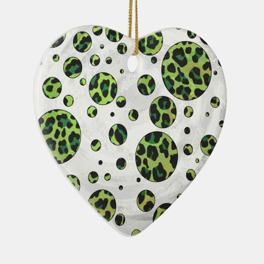 Polka Dot Leopard Black und Green Keramikornament (Rechts)