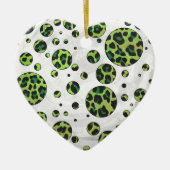 Polka Dot Leopard Black und Green Keramikornament (Vorne)
