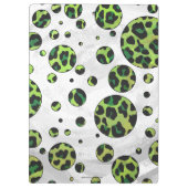 Polka Dot Leopard Black und Green Klemmbrett (Rückseite)