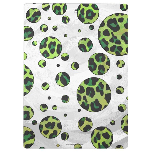 Polka Dot Leopard Black und Green Klemmbrett (Rückseite)