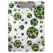 Polka Dot Leopard Black und Green Klemmbrett (Vorderseite)